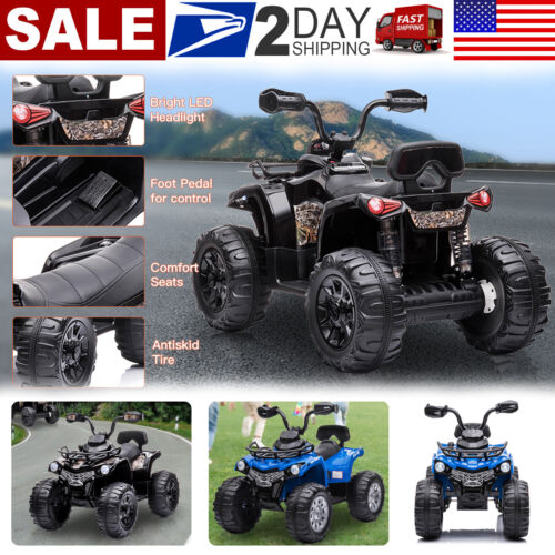 Electric Ride-On ATV Quad for Kids with LED Lights, Music, and USB - 12V