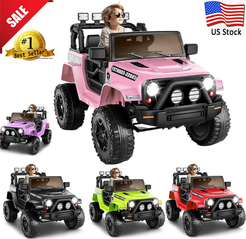 12V Kids Electric Ride On Jeep with Remote Control, 3 Speeds, and LED Lights - Brand New