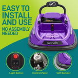Electric Ride-On Bumper Car for Kids with Remote Control - Purple