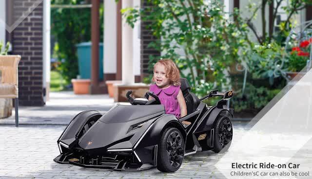 Electric Ride-on Car for Kids 3-6 Years with Remote Control and Suspension - Black