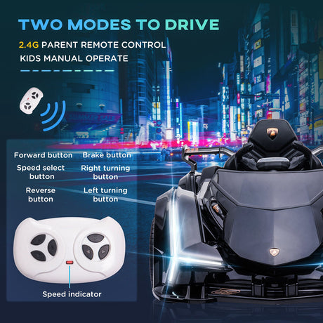 Electric Ride-on Car for Kids 3-6 Years with Remote Control and Suspension - Black