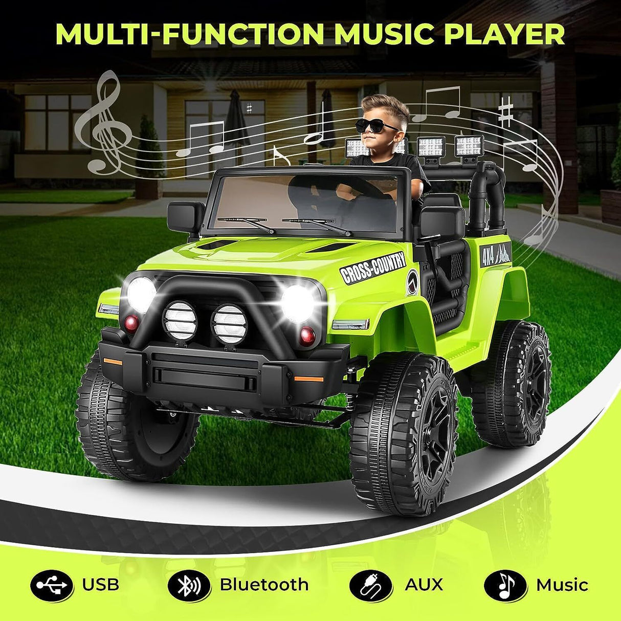 Ride On Truck for Kids with Remote Control and LED Lights - 12V Electric Car Toy