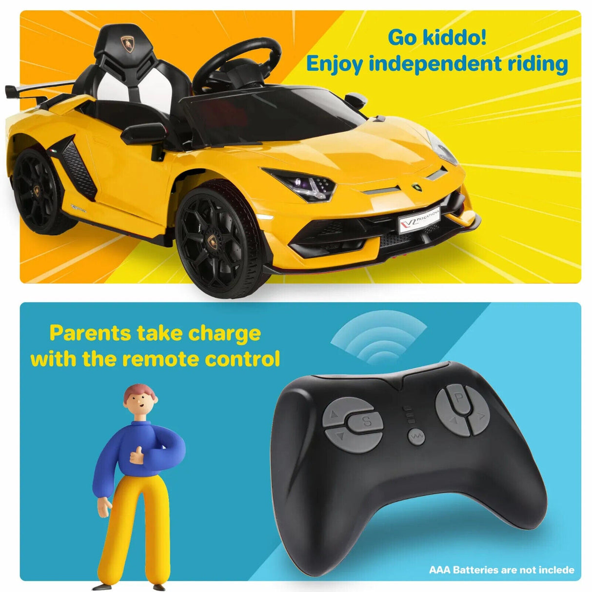 12V Electric Ride-On Car for Kids - Lamborghini and Mercedes Benz G500 Models