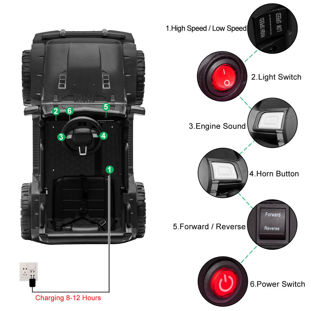 Electric Ride-On Car for Kids with Dual Drive and Remote Control