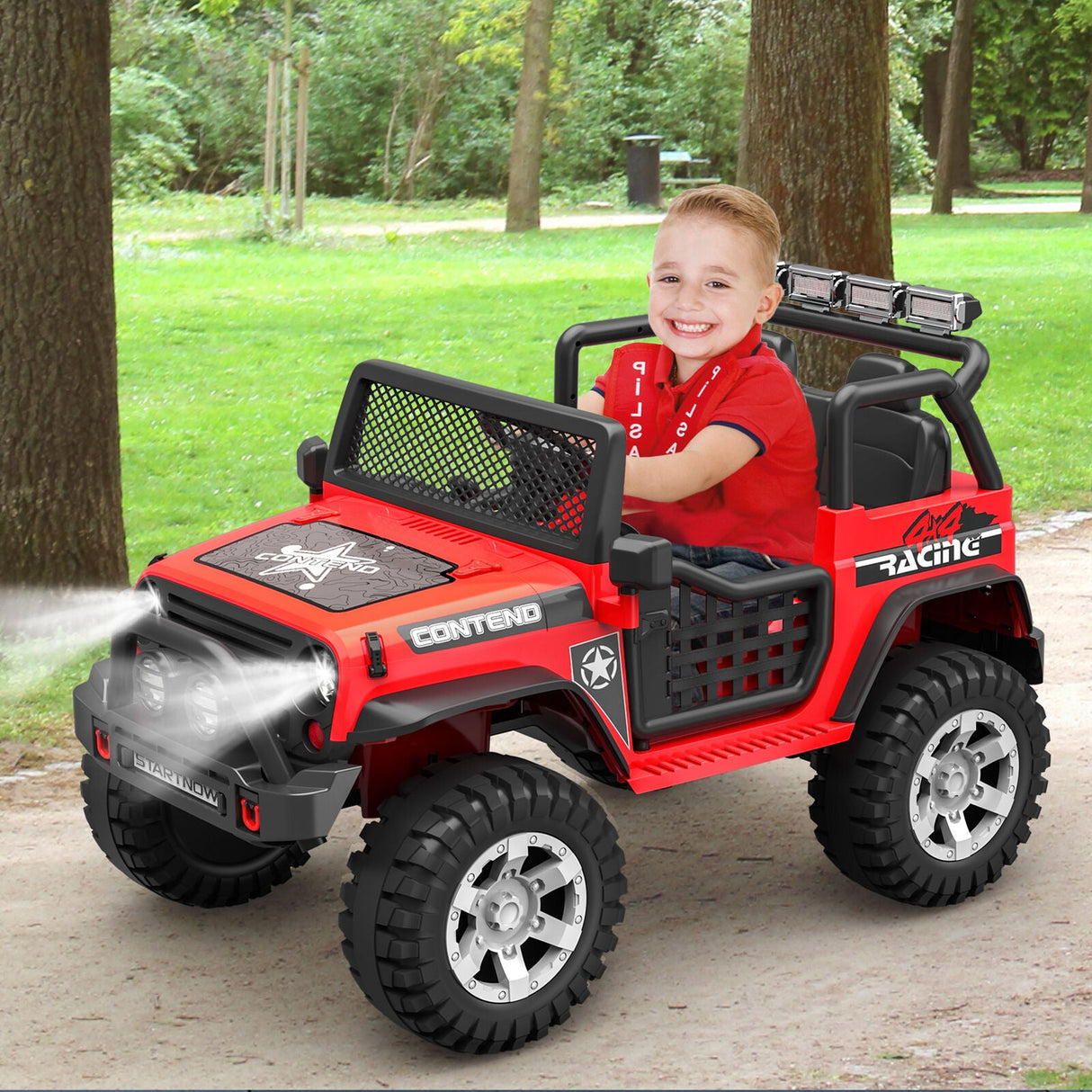 12V Electric Jeep Toy Car for Kids with LED Lights, MP3 Player, and Remote Control - Perfect Gift for Boys and Girls