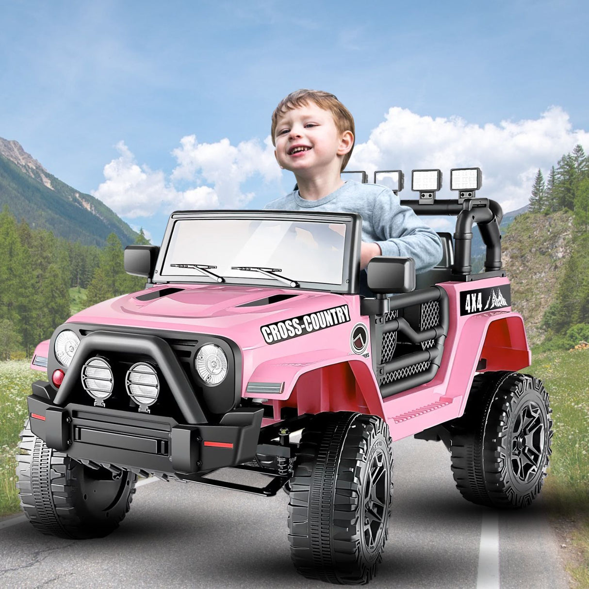 Electric Ride-On Car for Kids with LED Lights, Music, and Remote Control - 3 Speed Options