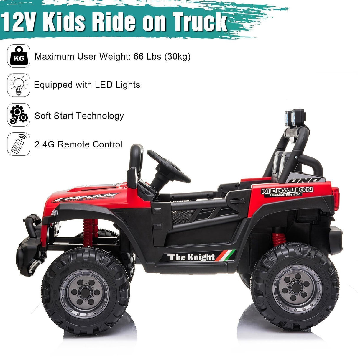 Electric Ride-On Car for Kids with MP3, LED Lights, Remote Control, and Adjustable Seat Belt
