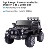 Electric Ride-On Car for Kids with Remote Control and 3 Speed Options - 12V, 7Ah, 4mph - Black