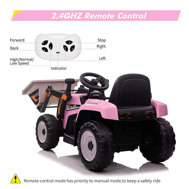 Electric Ride-On Car for Kids with Remote Control and Bucket - 12V Battery Powered