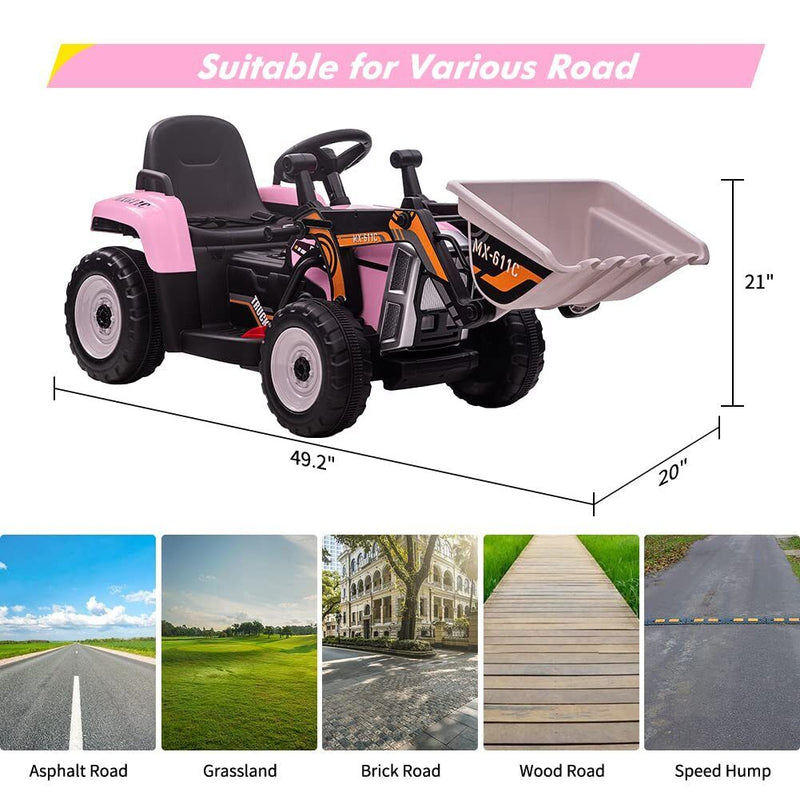 Electric Ride-On Car for Kids with Remote Control and Bucket - 12V Battery Powered