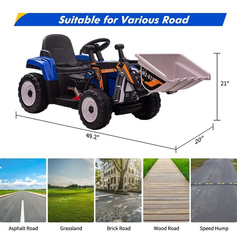 Electric Ride-On Car for Kids with Remote Control and Bucket - 12V Battery Powered