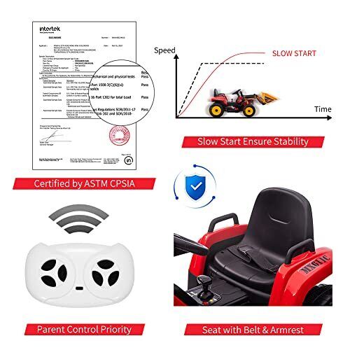 Electric Ride-On Car for Kids with Remote Control and Bucket - 12V Battery Powered