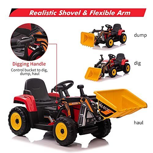 Electric Ride-On Car for Kids with Remote Control and Bucket - 12V Battery Powered