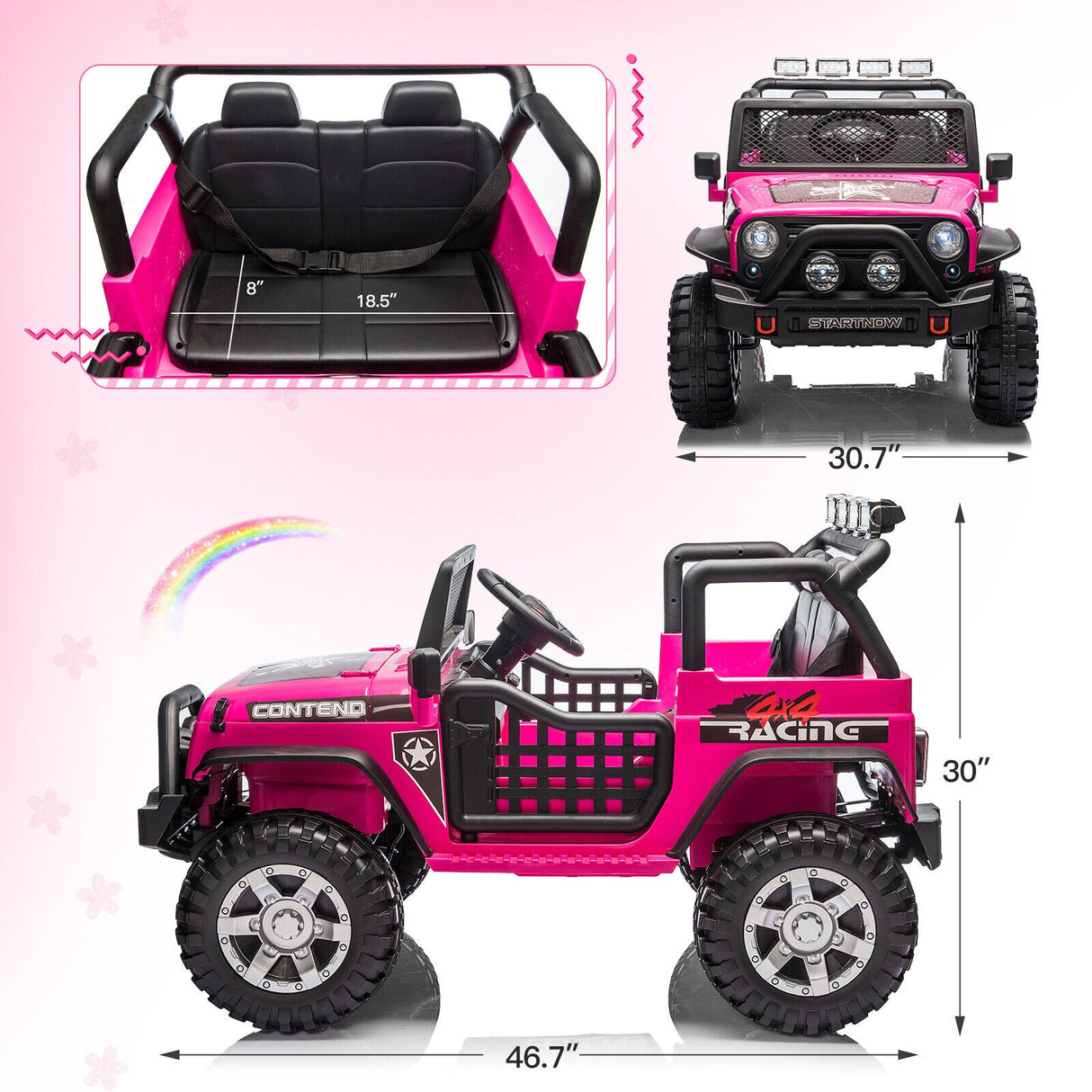 Electric Ride-On Car for Kids with Remote Control and LED Lights - 12V Battery Powered Toy Vehicle