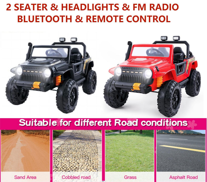 Electric Ride-On Car for Kids with Remote Control and MP3 Player - 12V, 2 Seats, LED Lights