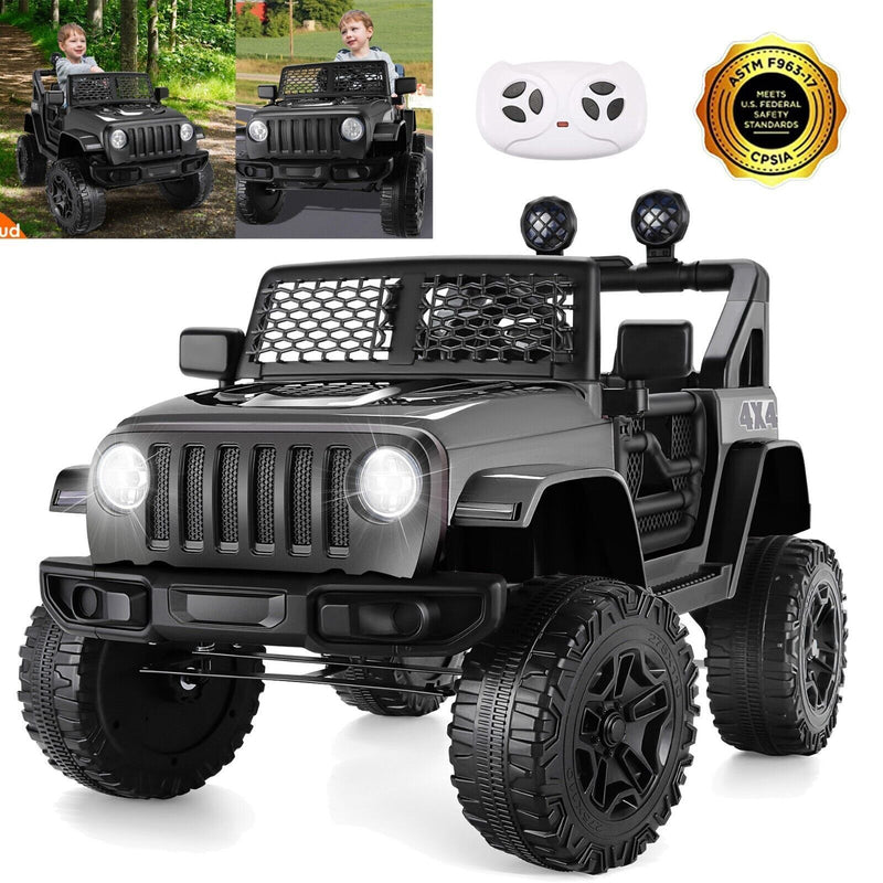 Electric Ride-On Car for Kids with Remote Control and MP3 Player - 12V Black Truck Design