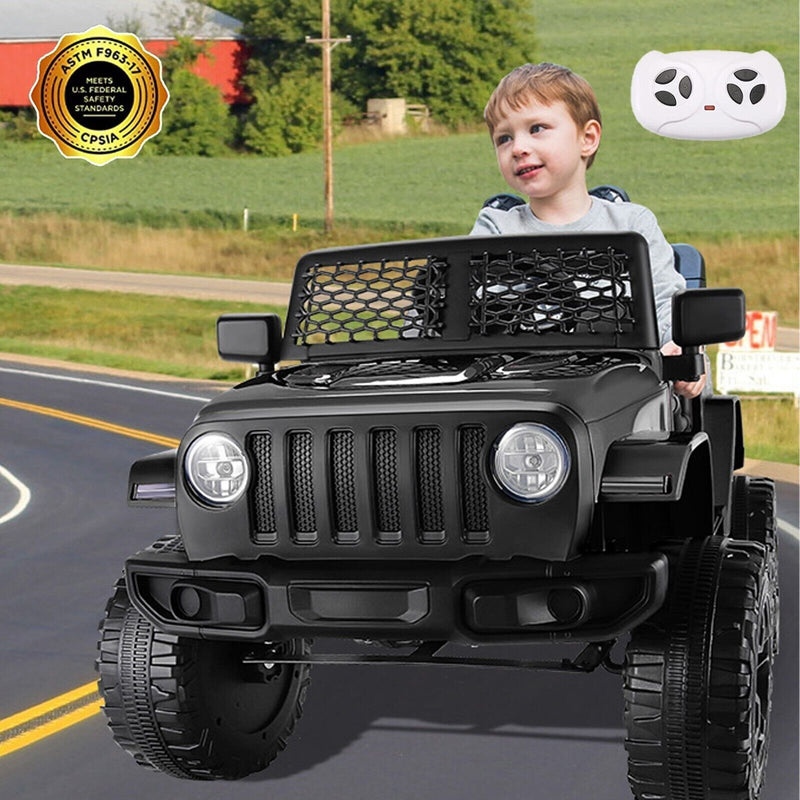 Electric Ride-On Car for Kids with Remote Control and MP3 Player - 12V Black Truck Design