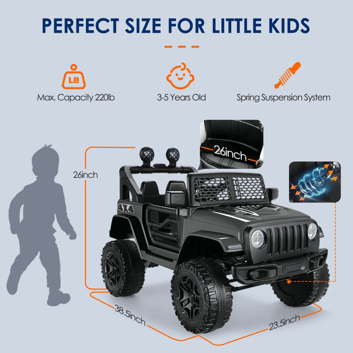 Electric Ride-On Car for Kids with Remote Control and MP3 Player - 12V Truck Design