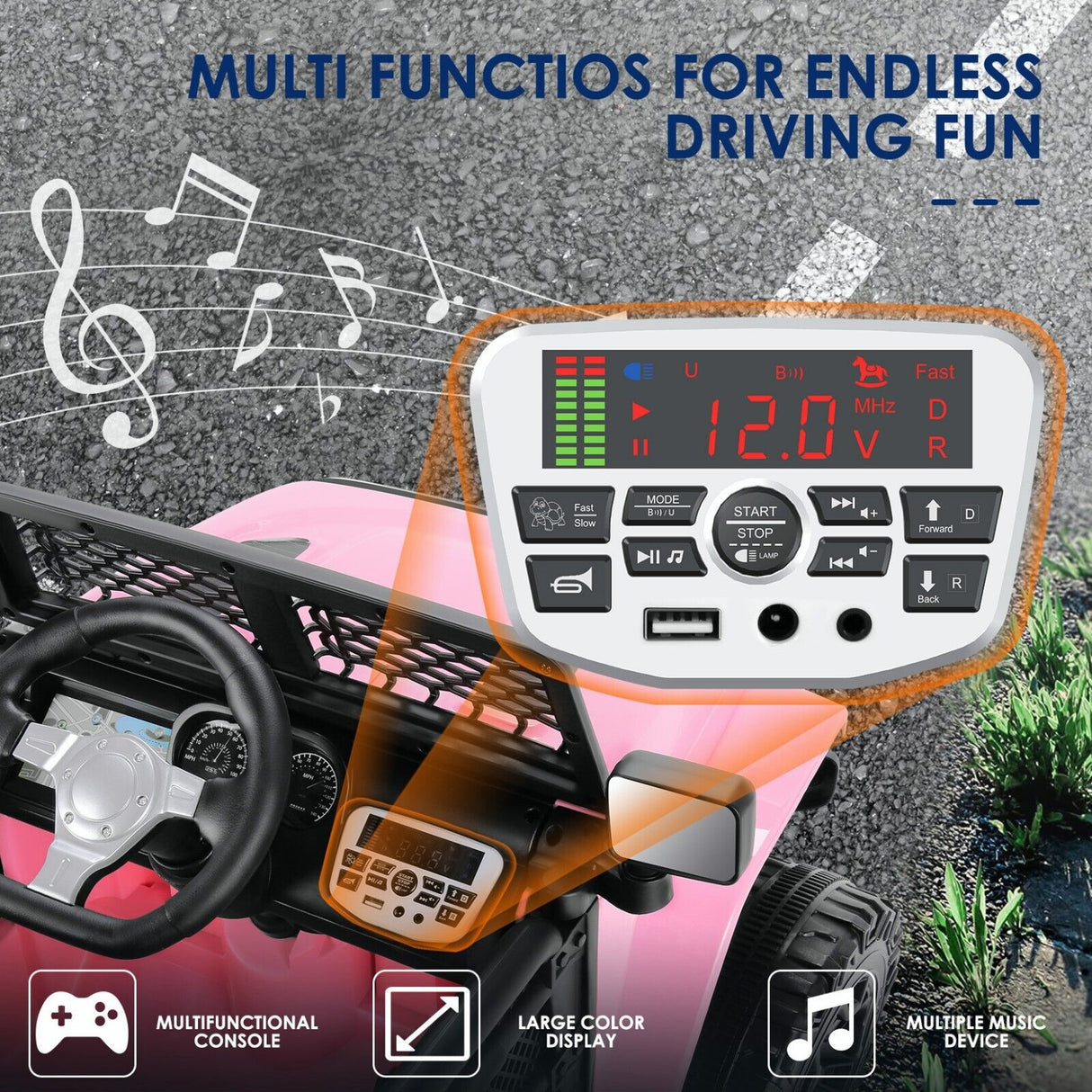 Electric Ride-On Car for Kids with Remote Control and MP3 Player - 12V Children's Truck Toy