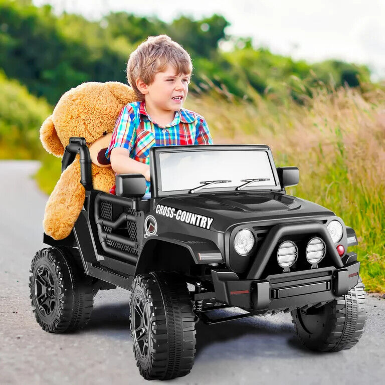 12V Electric Ride-On Car for Kids with Spring Suspension, MP3/USB/AUX, and Remote Control - 3 Speed Options