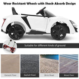 Electric Ride-On Car for Kids with Remote Control, Lights, MP3 Player, and Openable Doors - White