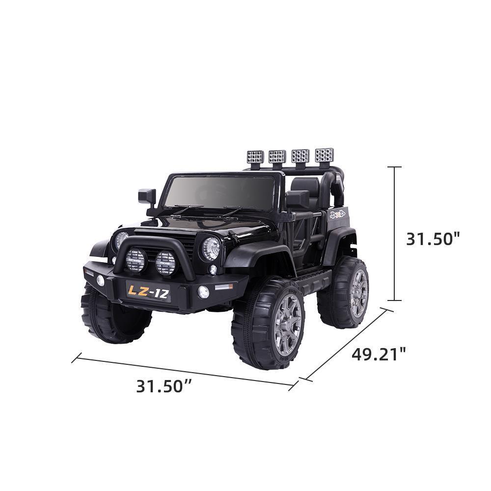 Electric Ride-On Car for Kids with Remote Control, Music, LED Lights, and 4mph Wheels in Black