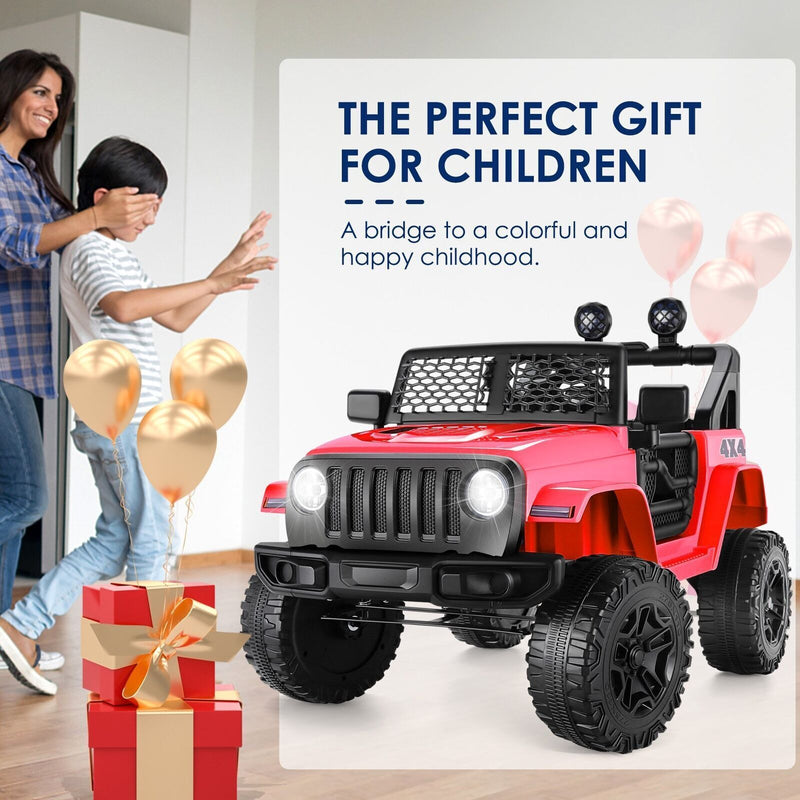 Electric Ride-On Car Truck for Kids with 3 Speeds and Spring Suspension - 12V LED Lights