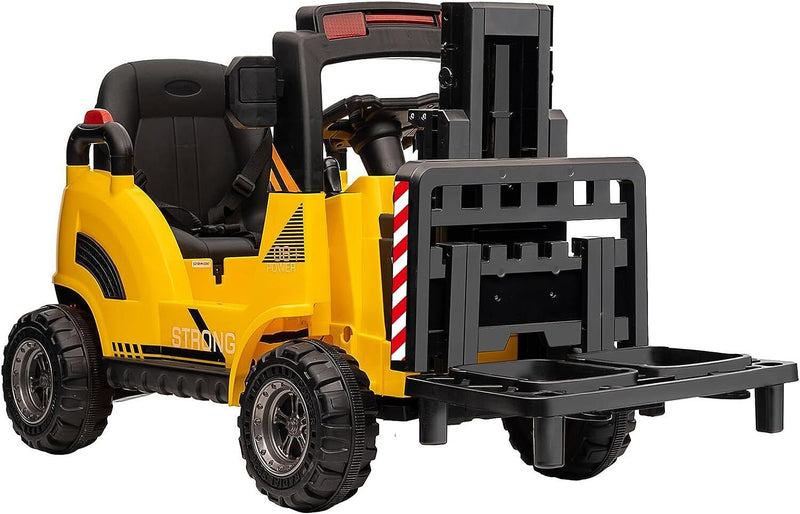 Electric Ride-On Construction Forklift with Remote Control and Built-In Music - 12V