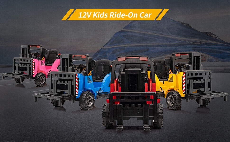 Electric Ride-On Construction Forklift with Remote Control and Built-In Music - 12V