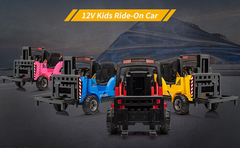 Electric Ride-On Construction Forklift with Remote Control and Built-In Music - 12V