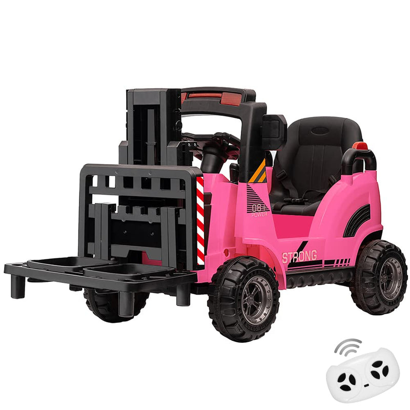 Electric Ride-On Construction Forklift with Remote Control and Built-In Music - 12V