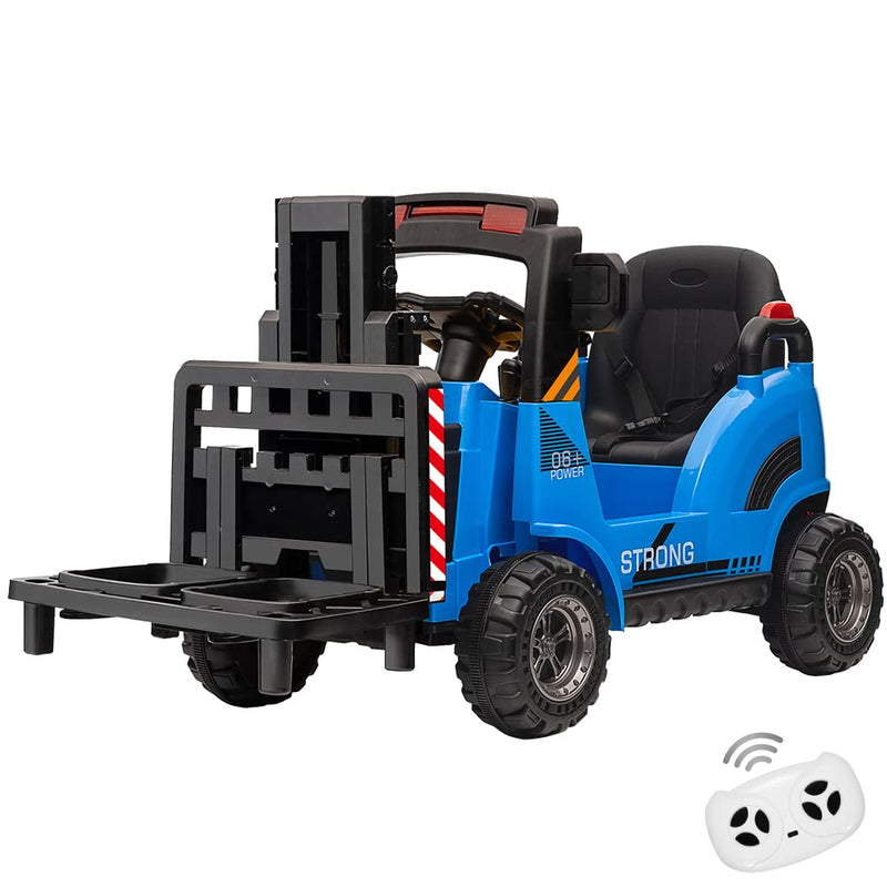 Electric Ride-On Construction Forklift with Remote Control and Built-In Music - 12V