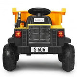 Electric Ride-On Dump Truck for Kids - 12V Battery Powered with Yellow Bucket and Dump Bed