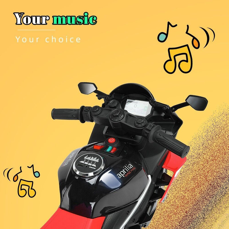 Electric Ride-On Motorbike for Kids 1-4 Years with LED Lights and MP3 Music