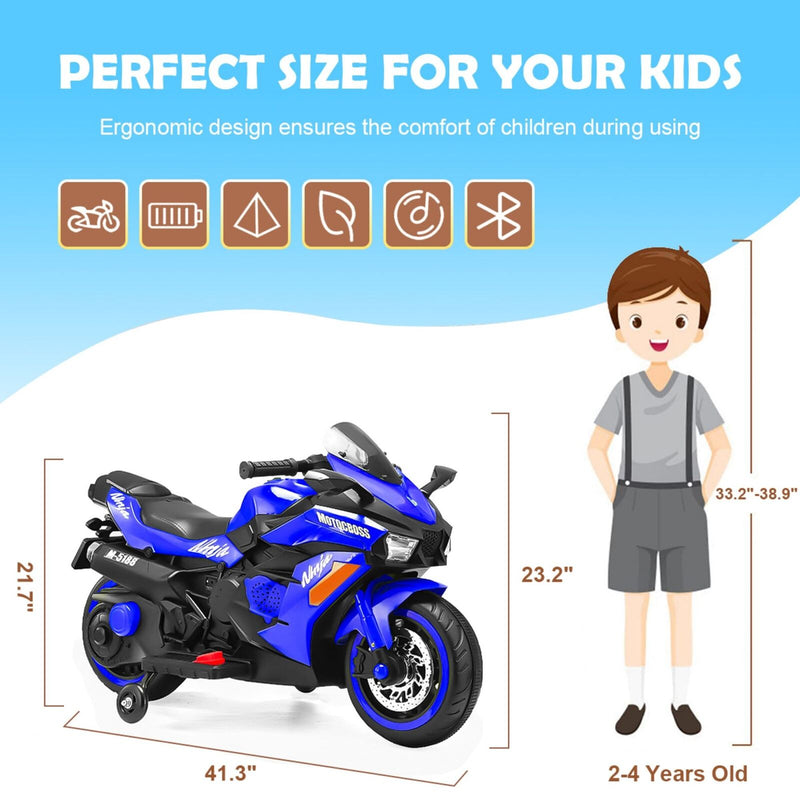 Electric Ride-On Motorbike for Kids - 12V Rechargeable 2-Wheel Car