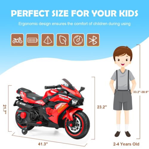 Electric Ride-On Motorcycle for Kids - 12V Rechargeable Battery, 2 Wheels