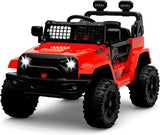 Electric Ride-On Toy Car for Kids with LED Lights, Bluetooth, and 2 Speeds - Red
