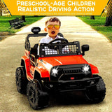 Electric Ride-On Toy Car for Kids with LED Lights, Bluetooth, and 2 Speeds - Red