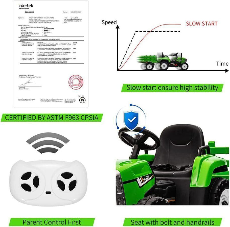 Electric Ride-On Toy Truck for Kids with Bluetooth MP3 and Remote Control - 12V