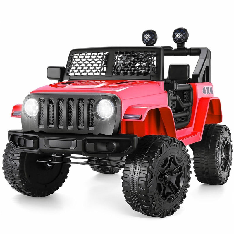 Electric Ride-On Toy Truck for Kids with Remote Control, Music, and LED Lights - 12V Jeep Style