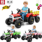 Electric Ride-On Tractor Car with Trailer for Kids - Remote Controlled Toy Vehicle (12V)