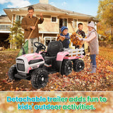 Electric Ride-On Tractor for Kids with Remote Control and LED Headlights