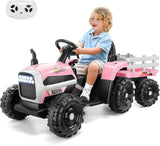 Electric Kids Ride On Tractor with Remote Control, LED Lights, and MP3 Player - 12V Battery Powered Toy