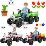 Electric Ride-On Tractor for Kids with Trailer - 12V Powered Fun!