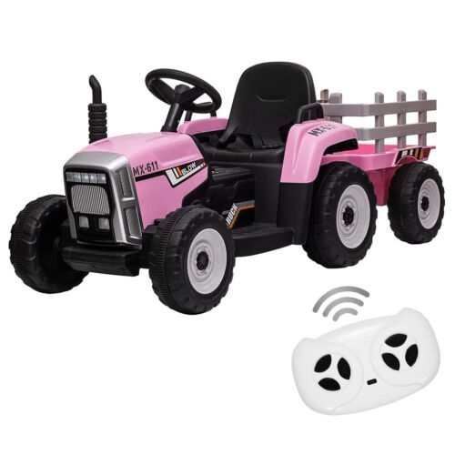 Electric Ride-On Tractor Trailer Toy for Kids with Remote Control and MP3 Player - 12V 35W