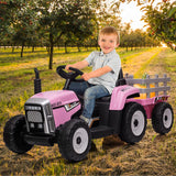 Electric Ride-On Tractor Trailer Toy for Kids with Remote Control and MP3 Player - 12V 35W