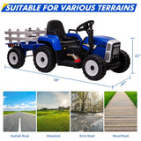 12V Electric Tractor Trailer Toy with MP3 Player for Kids - Battery Powered Ride-On Fun!