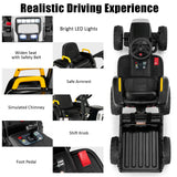 Electric Ride-On Tractor with Trailer and Remote Control - Black