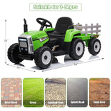 Electric Ride-On Tractor with Trailer and Remote Control for Kids (12V)