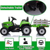 Electric Ride-On Tractor with Trailer and Remote Control for Kids - 12V Vehicle Toy